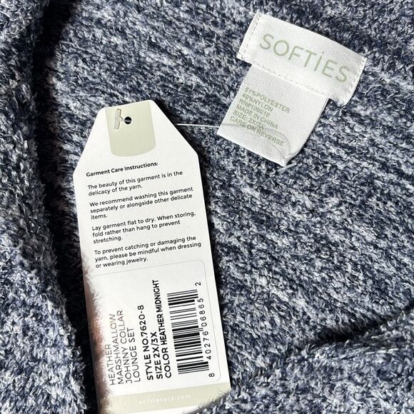 Softies heather marshmallow Johnny collar lounge set heather midnight new 2x/3x - Picture 5 of 7